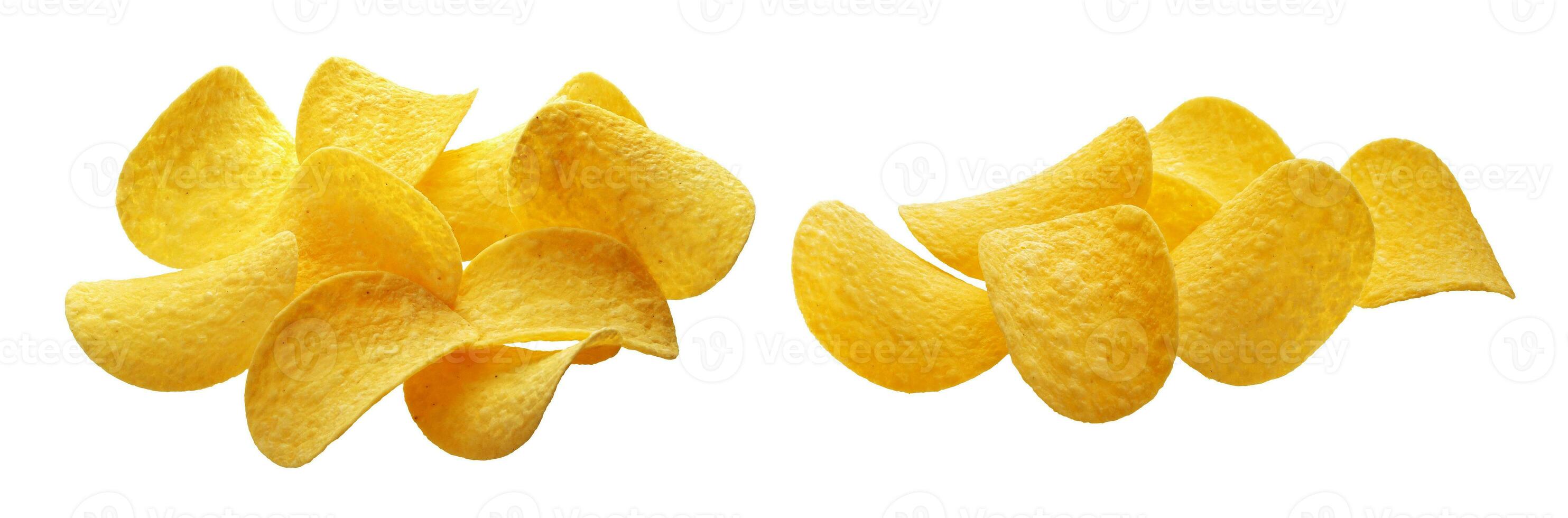 Potato chips isolated on white background photo