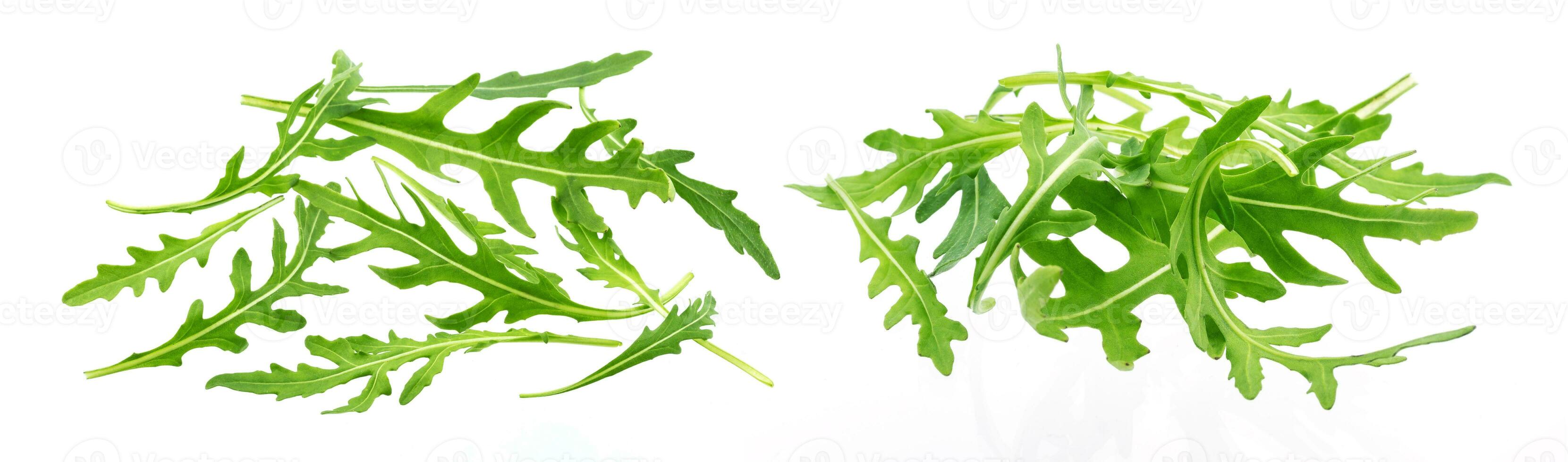 Heap of fresh rucola leaves isolated on white background with clipping path photo