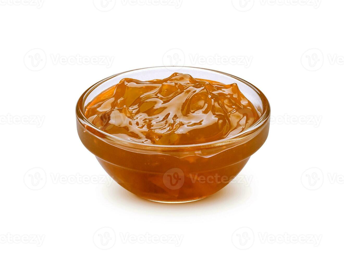 Apricot jam isolated on white background with clipping path photo