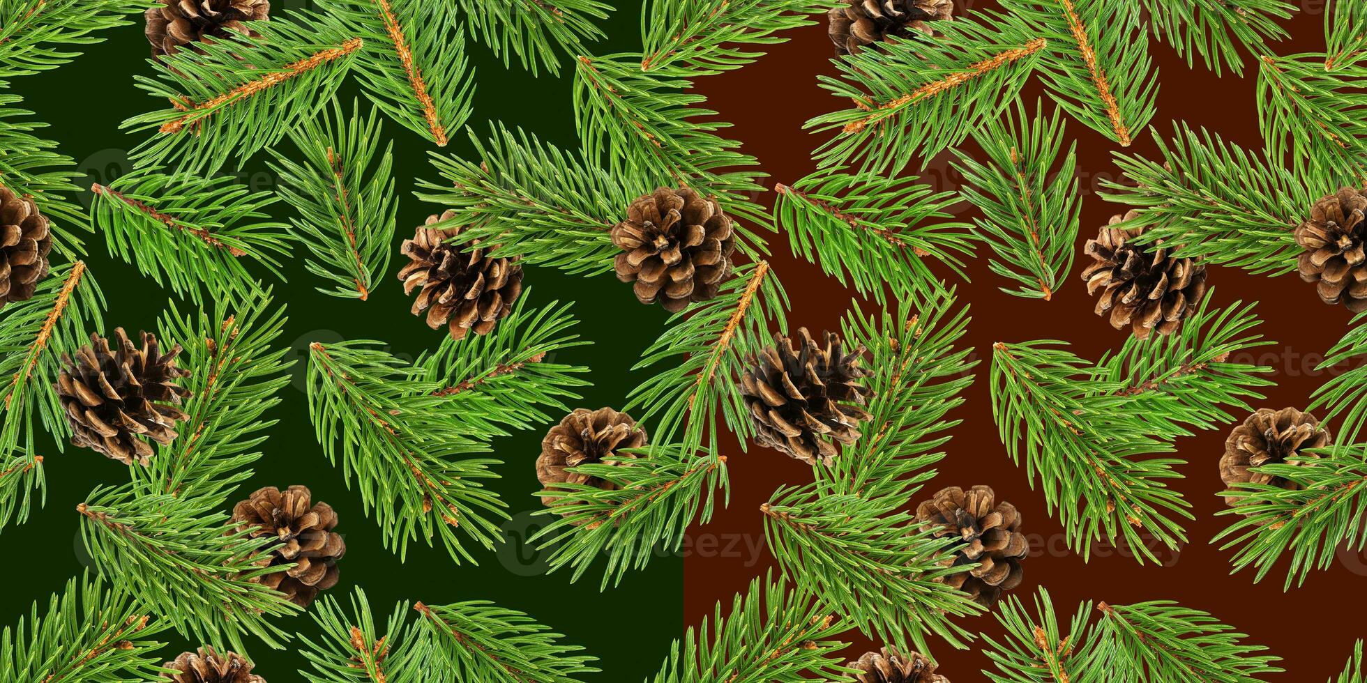 Fir tree branches seamless pattern, pine branch, Christmas conifer background photo