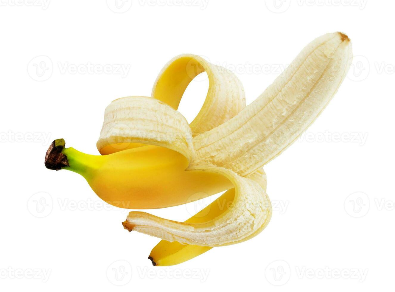 Peeled banana isolated on white background with clipping path photo