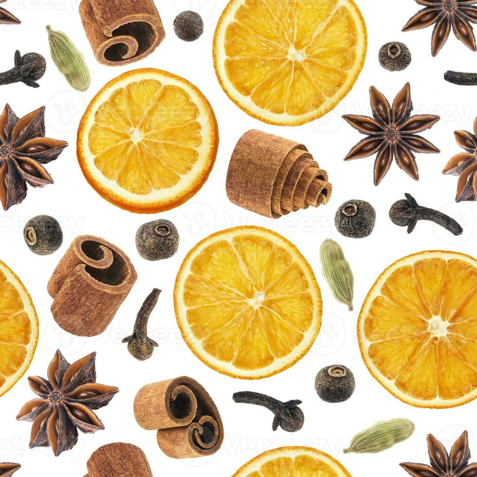 Seamless pattern of christmas spices photo