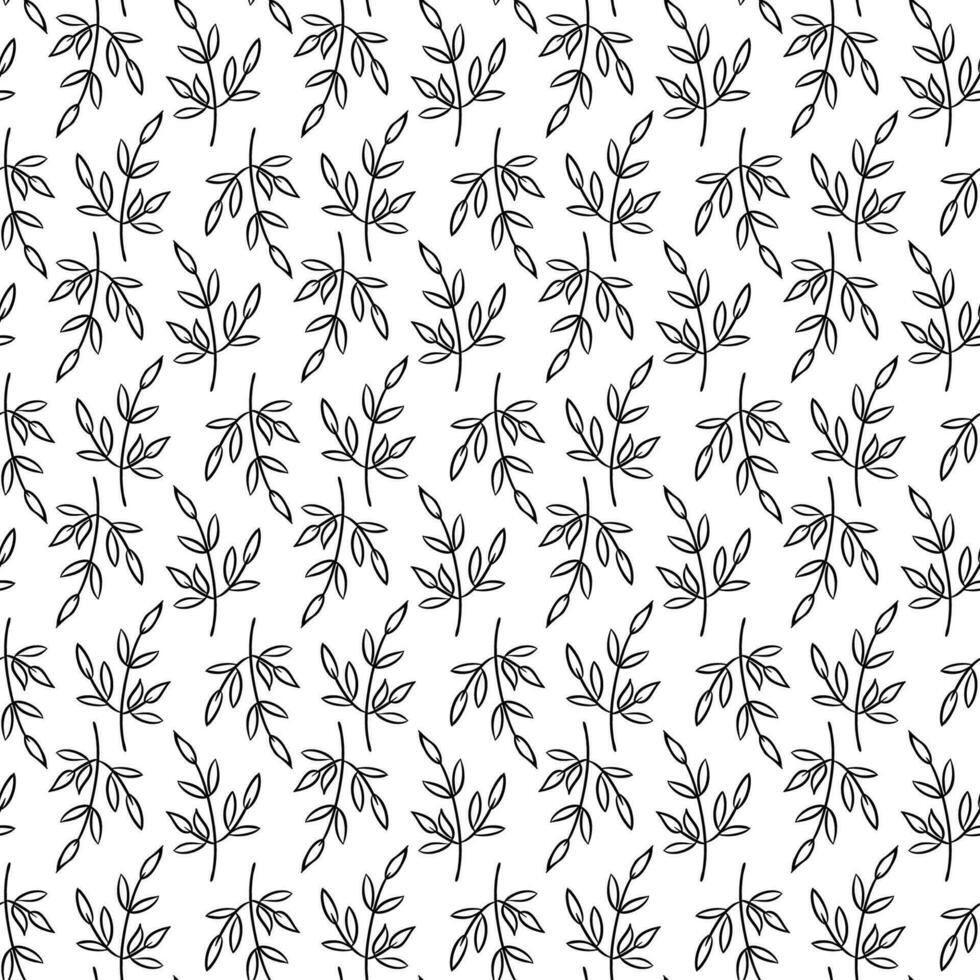 Seamless Black and White Pattern With Drawn Twigs vector