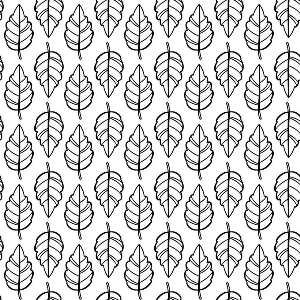 Black and White Seamless Pattern With Leaves vector