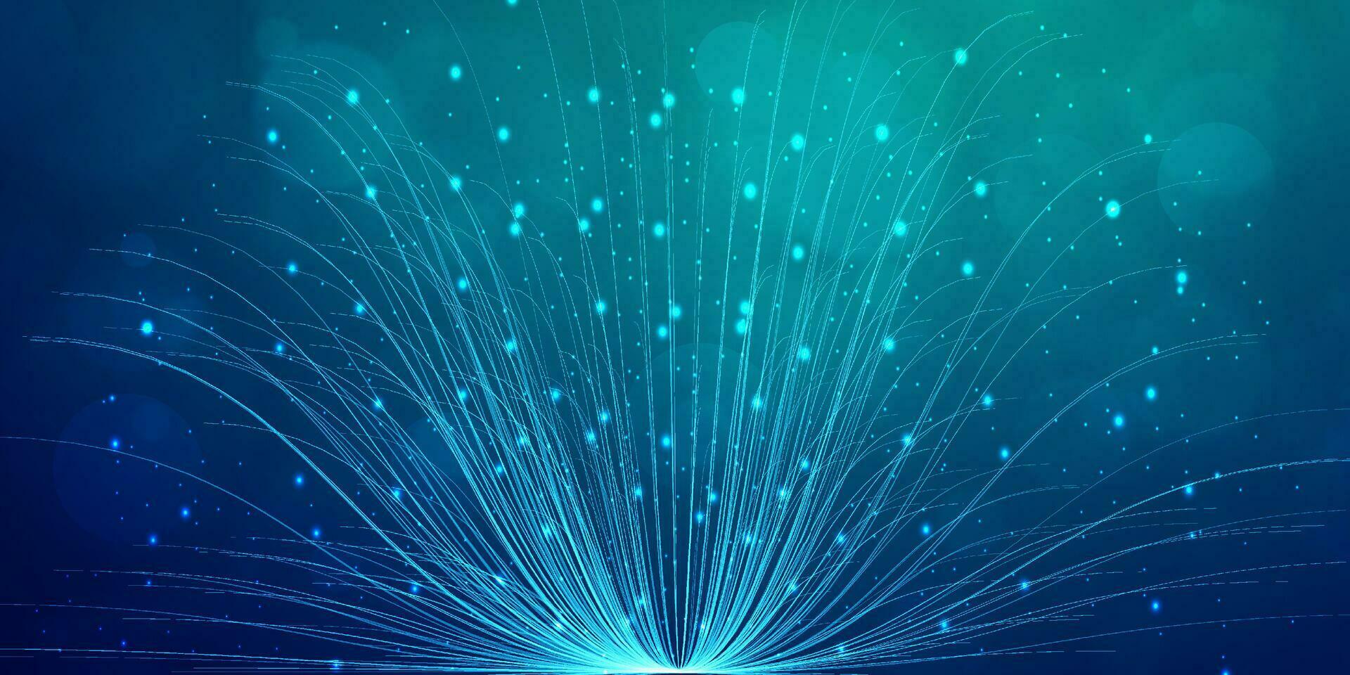 Digital technology Ai big data blue green background, cyber nano information, abstract communication, innovation future tech data, internet network speed connection lines dots, illustration vector 3d