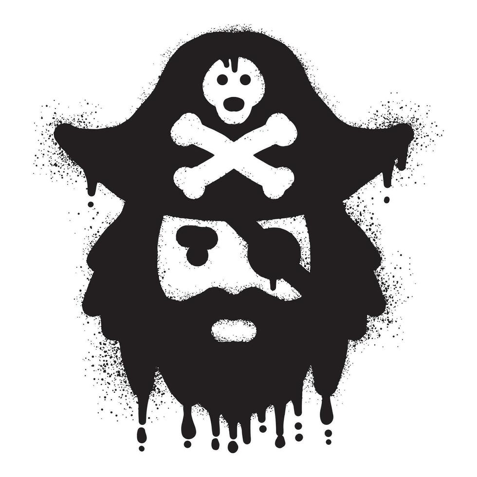 Pirate head graffiti with black spray paint vector