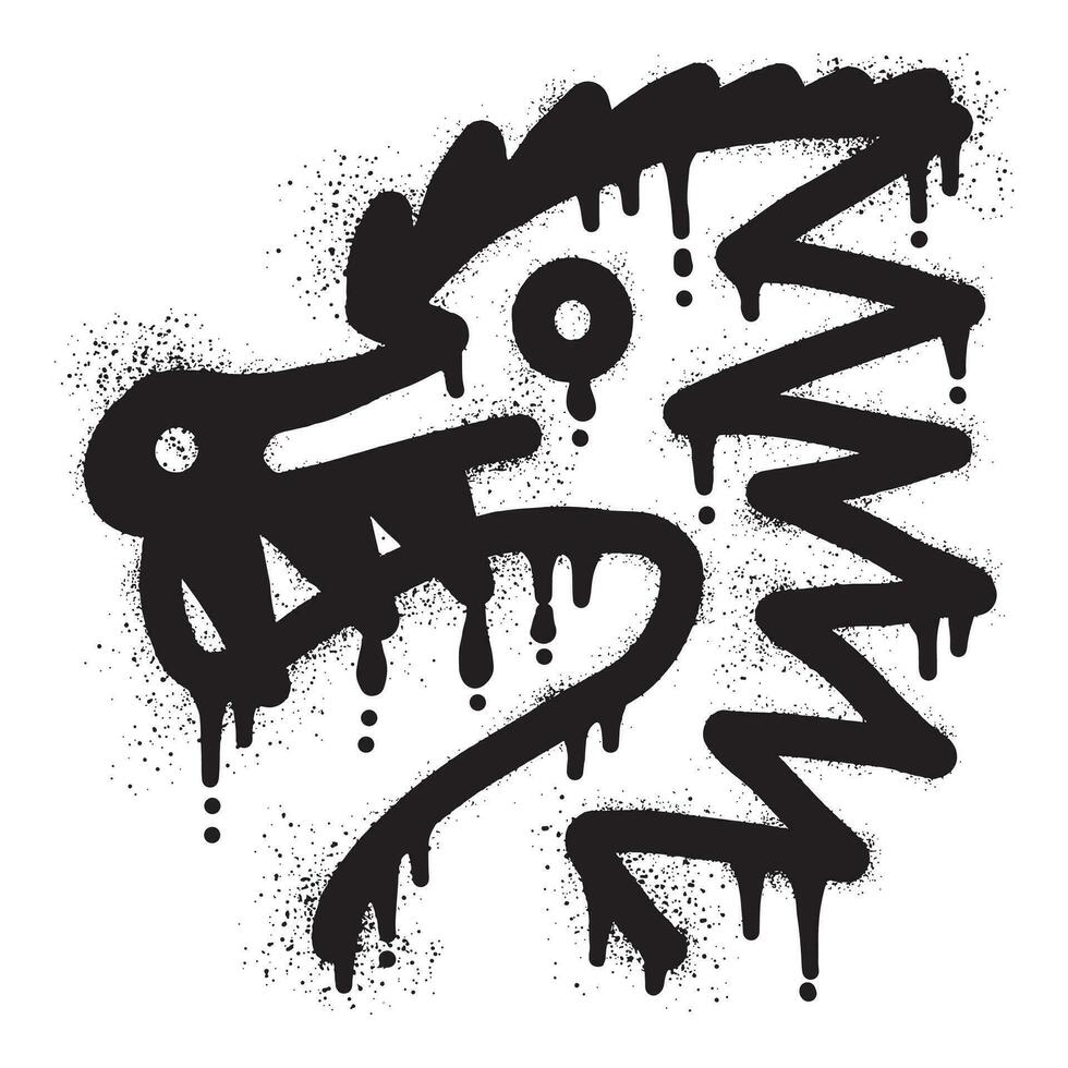 Dragon head graffiti with black spray paint vector