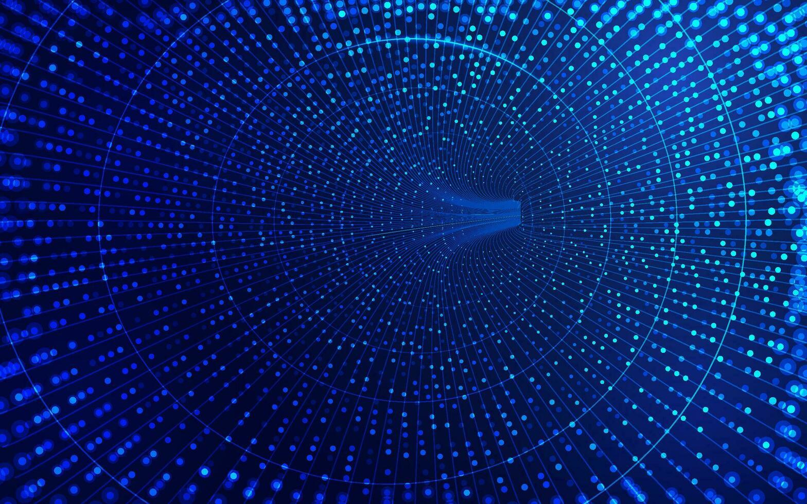 futuristic key visual of digital transformation or big data, graphic of dotted tunnel vector