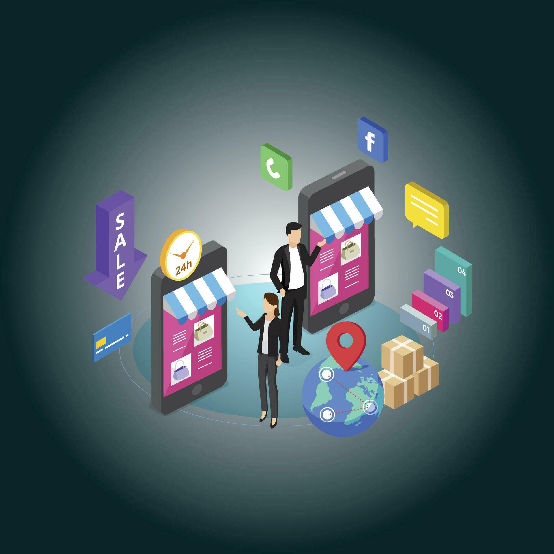 Multiple Store Drawing Online Multi Store 34605751 Vector Art at Vecteezy