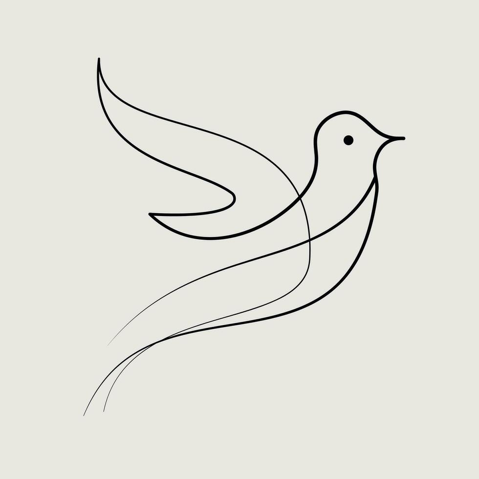 un dibujo de línea continua de palomas voladoras. dos pájaros símbolo de paz, amor y libertad en un estilo lineal simple. concepto para el trazo editable del icono del movimiento laboral nacional. ilustración vectorial vector