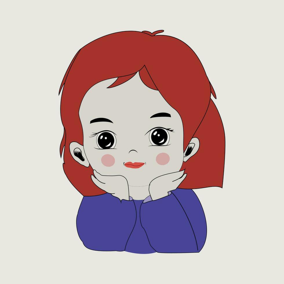 linda contento rojo peludo lengua fuera niña señalando dibujos animados vector