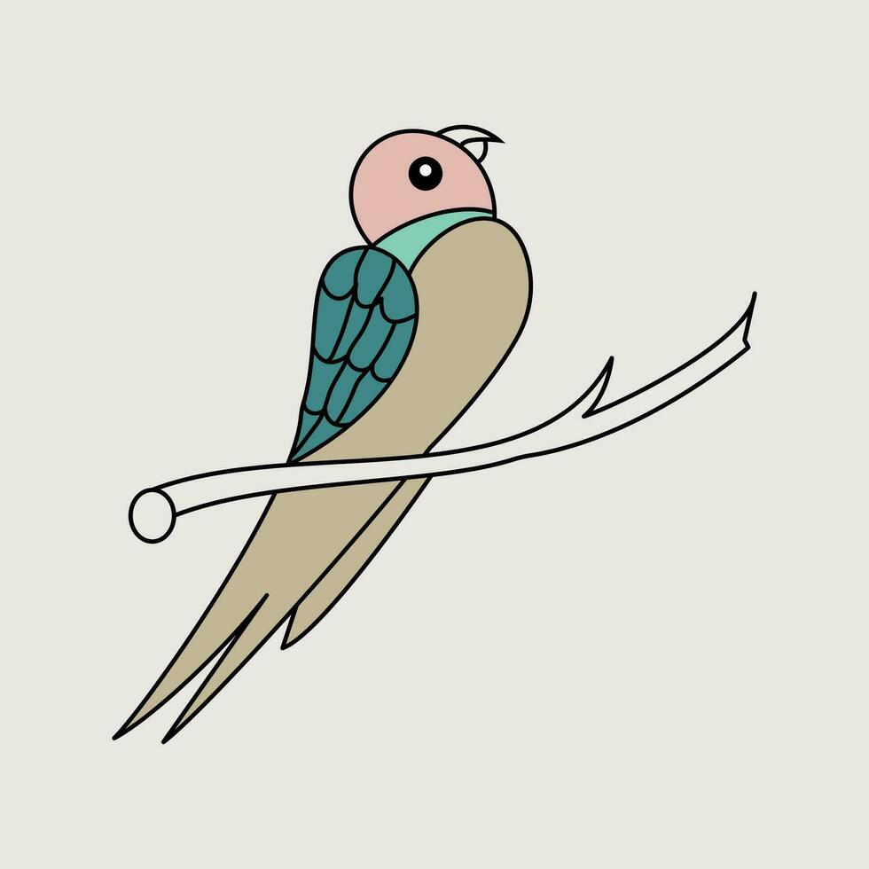 Birds colorful design. element decoration for posters and wall art, bird banner design stylish creative background music covers. red and blue colors modern art. bird wildlife in denamic pose vector