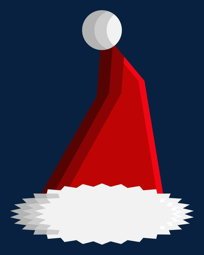 santa or christmas hat icon. simple 3d vector for Christmas holiday ornament designs such as greeting cards, banners, flyers, social media.