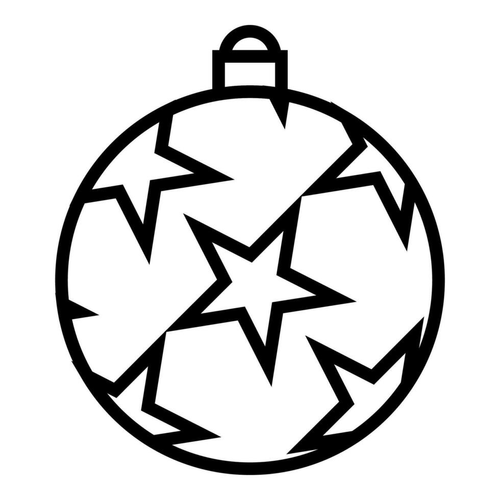 Christmas ball icon. black line art vector isolated on white background. winter decoration design, christmas tree and new year.