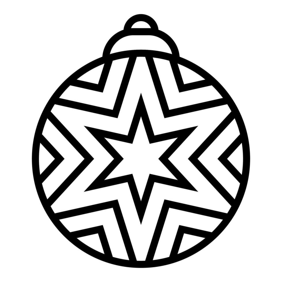Christmas ball icon. black line art vector isolated on white background. winter decoration design, christmas tree and new year.