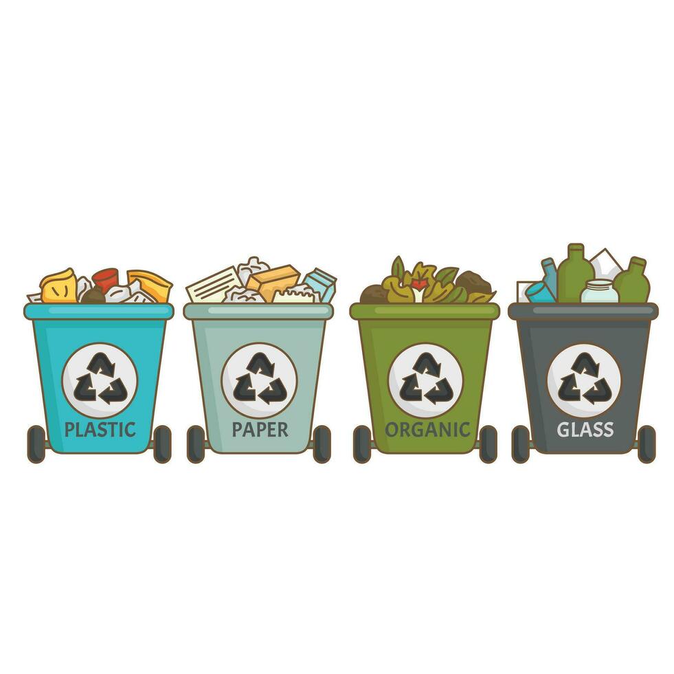 Go Green Technology Recycle Reusable Reduce Eco Friendly Cartoon Illustration Vector Clipart Sticker