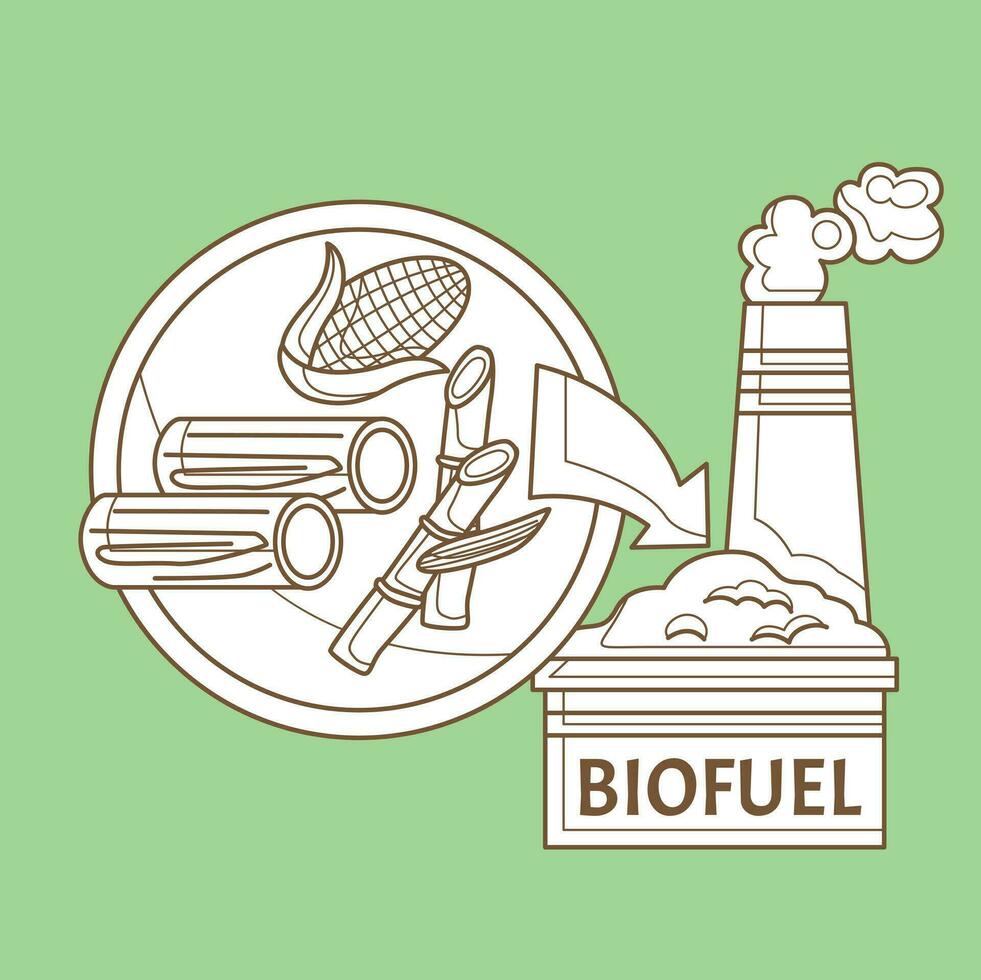 Go Green Technology Biofuel Industry Eco Friendly Cartoon Digital Stamp Outline vector