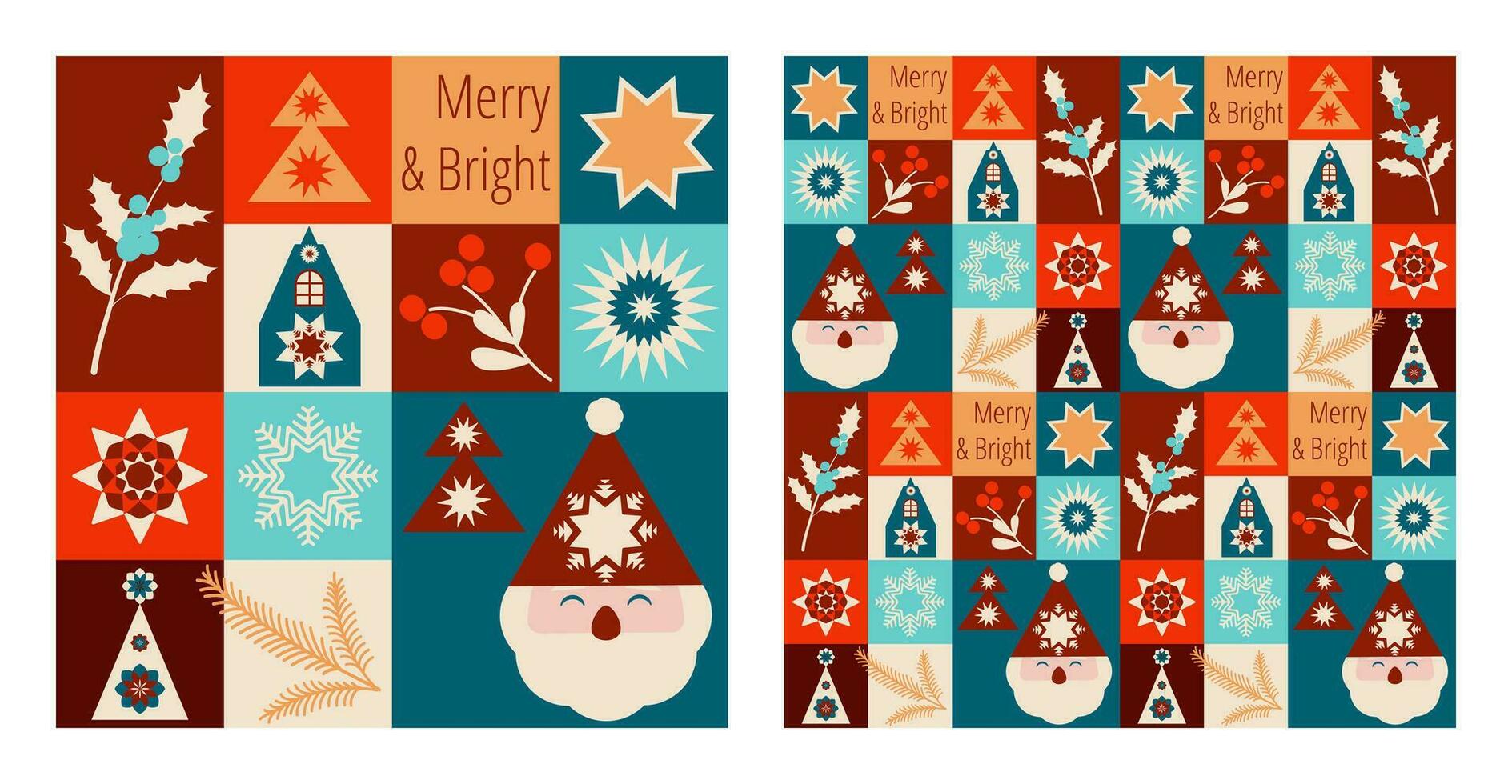 Christmas pattern. Seamless background for poster, postcards, covers with geometric simple icons vector