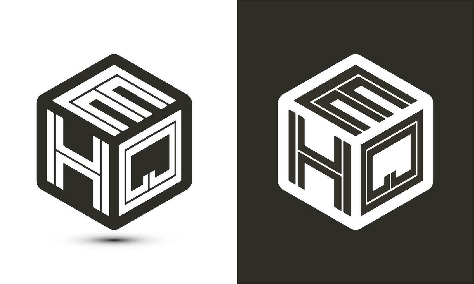 EHQ letter logo design with illustrator cube logo, vector logo modern alphabet font overlap style.