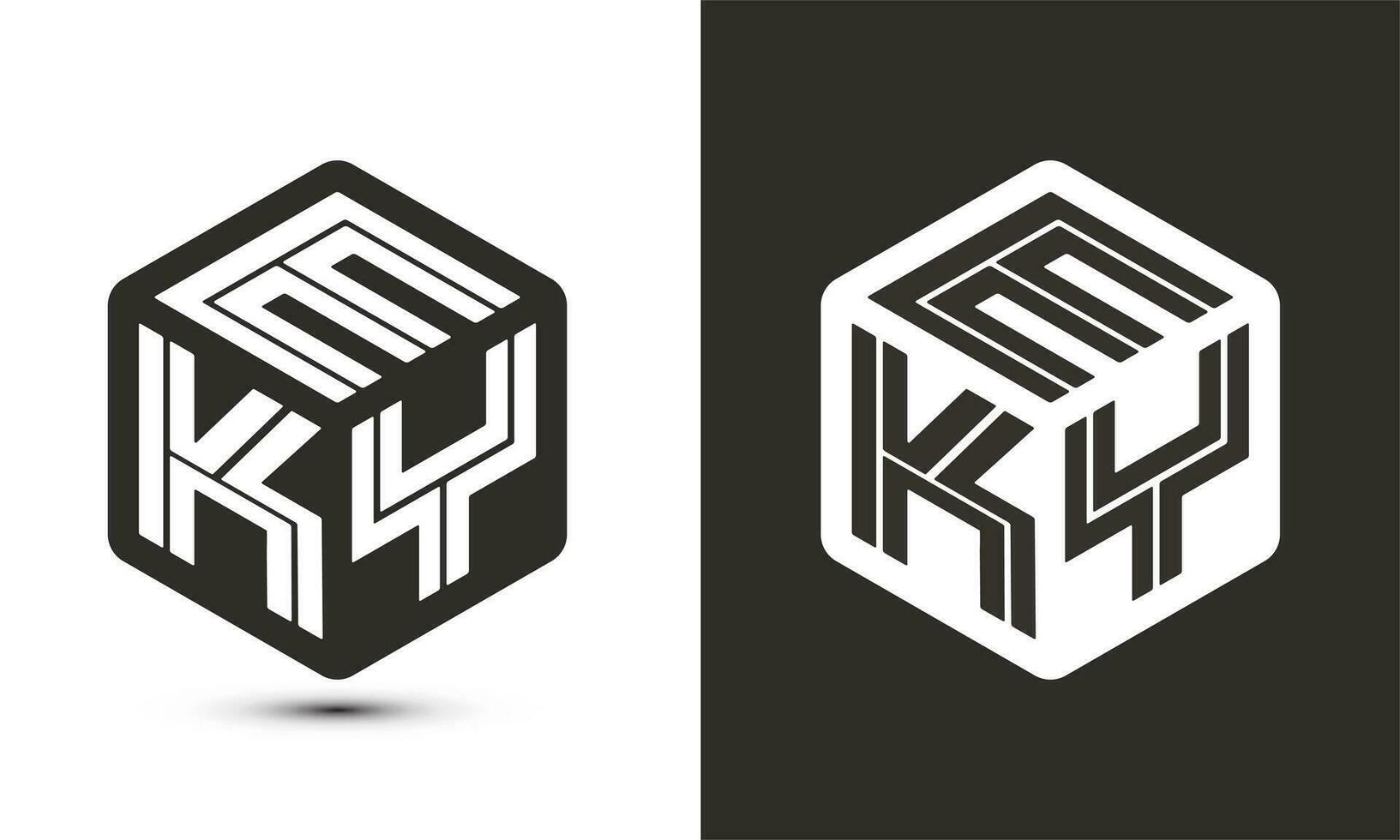 EKY letter logo design with illustrator cube logo, vector logo modern alphabet font overlap style.