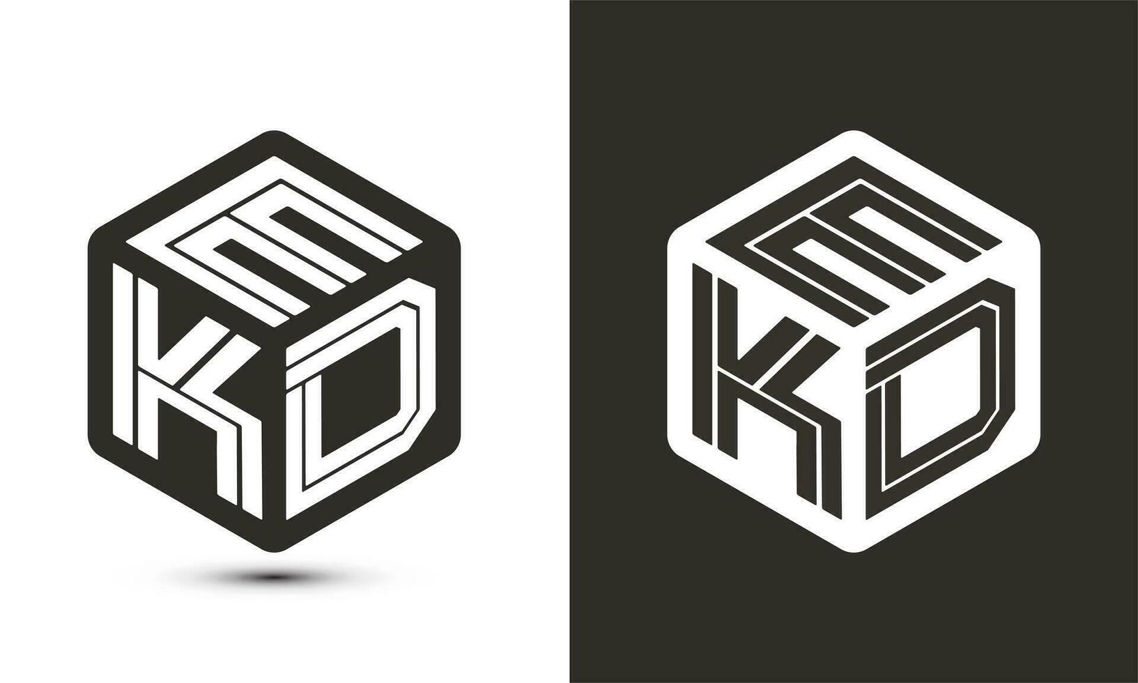 ekd letra logo diseño con ilustrador cubo logo, vector logo moderno alfabeto fuente superposición estilo.