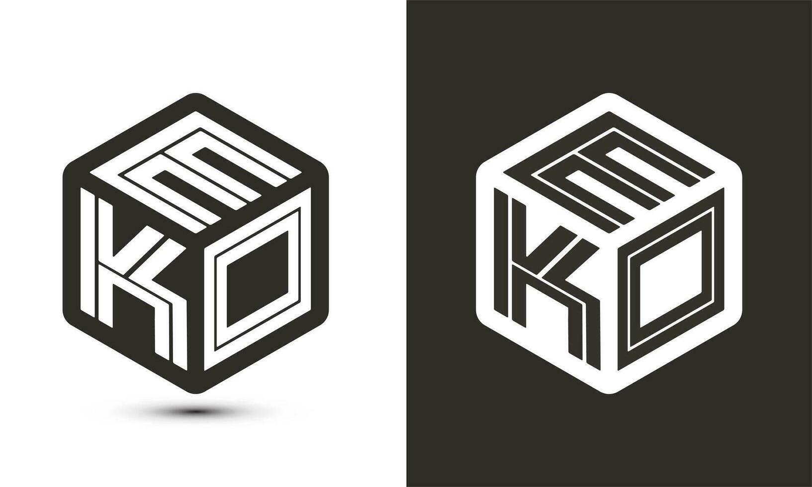 EKO letter logo design with illustrator cube logo, vector logo modern alphabet font overlap style.