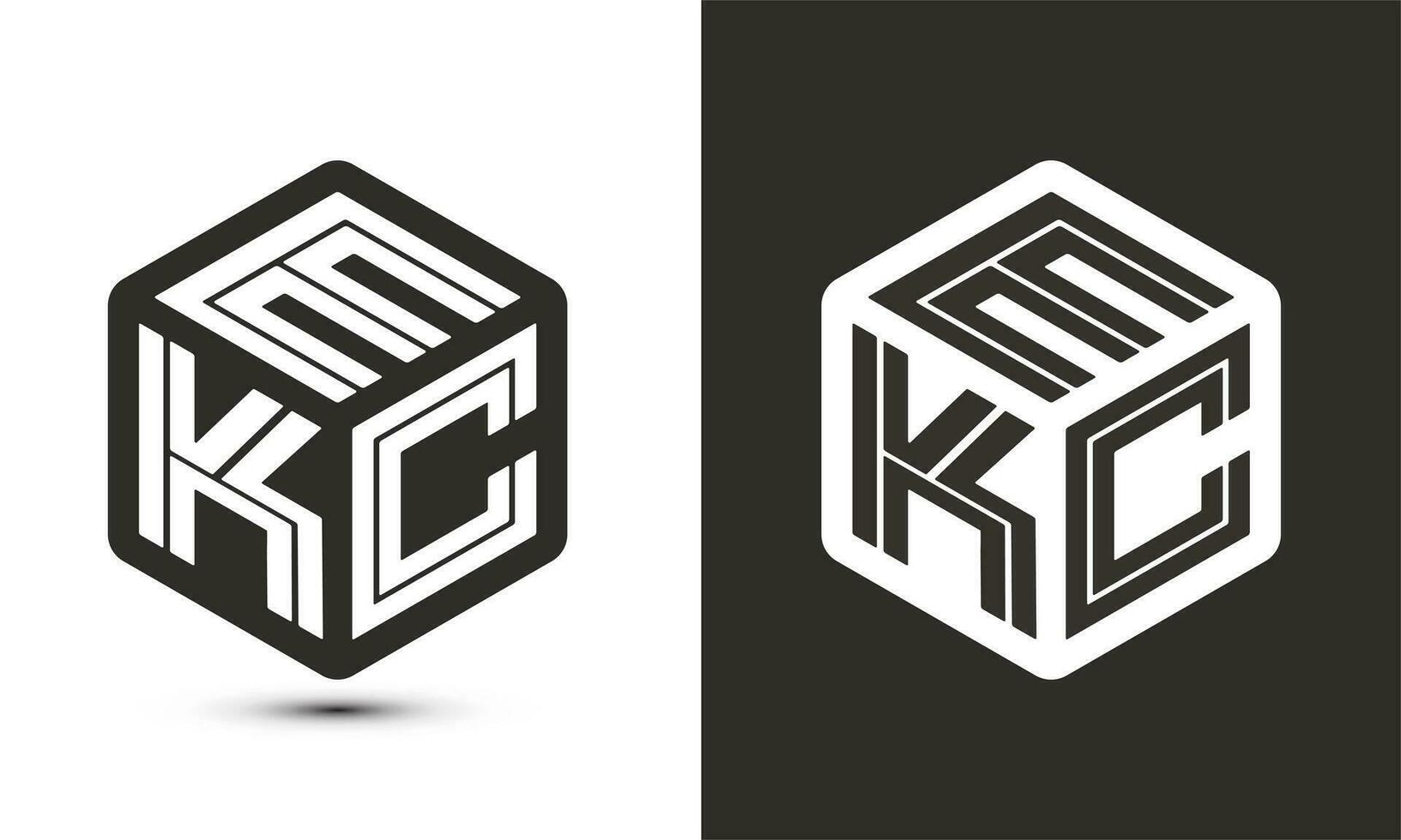 EKC letter logo design with illustrator cube logo, vector logo modern alphabet font overlap style.
