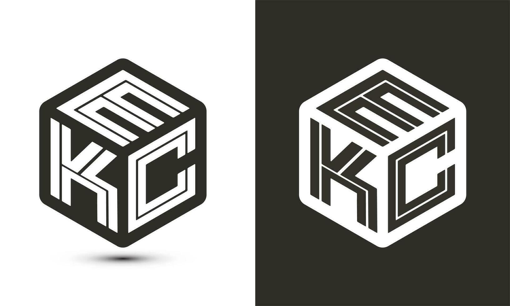 ekc letra logo diseño con ilustrador cubo logo, vector logo moderno alfabeto fuente superposición estilo.