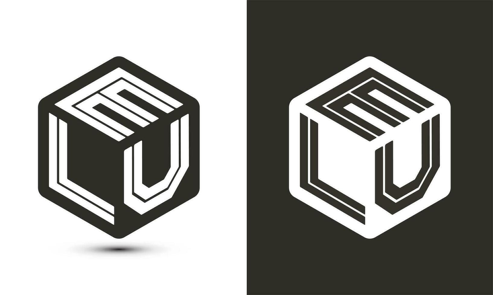 elu letra logo diseño con ilustrador cubo logo, vector logo moderno alfabeto fuente superposición estilo.