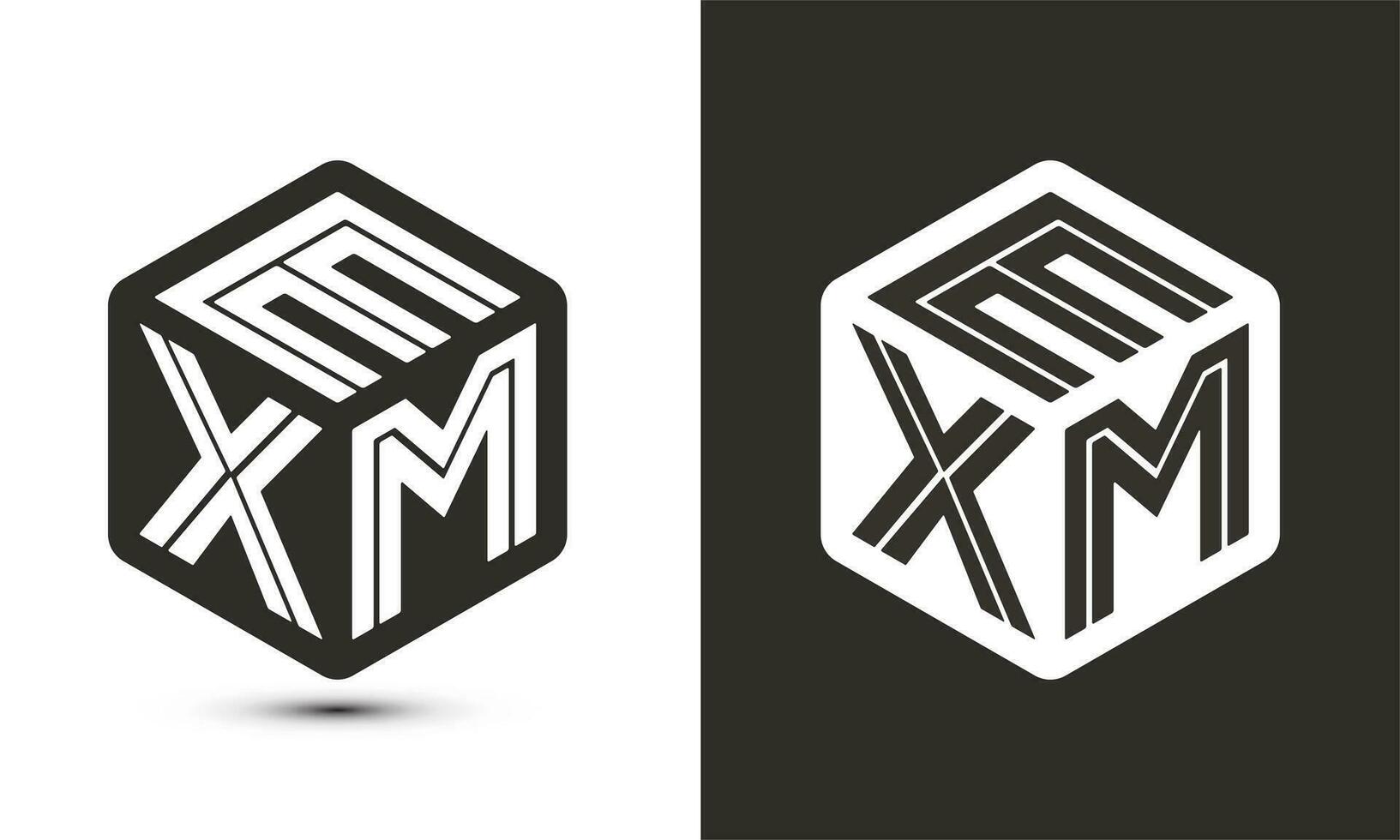 EXM letter logo design with illustrator cube logo, vector logo modern alphabet font overlap style.