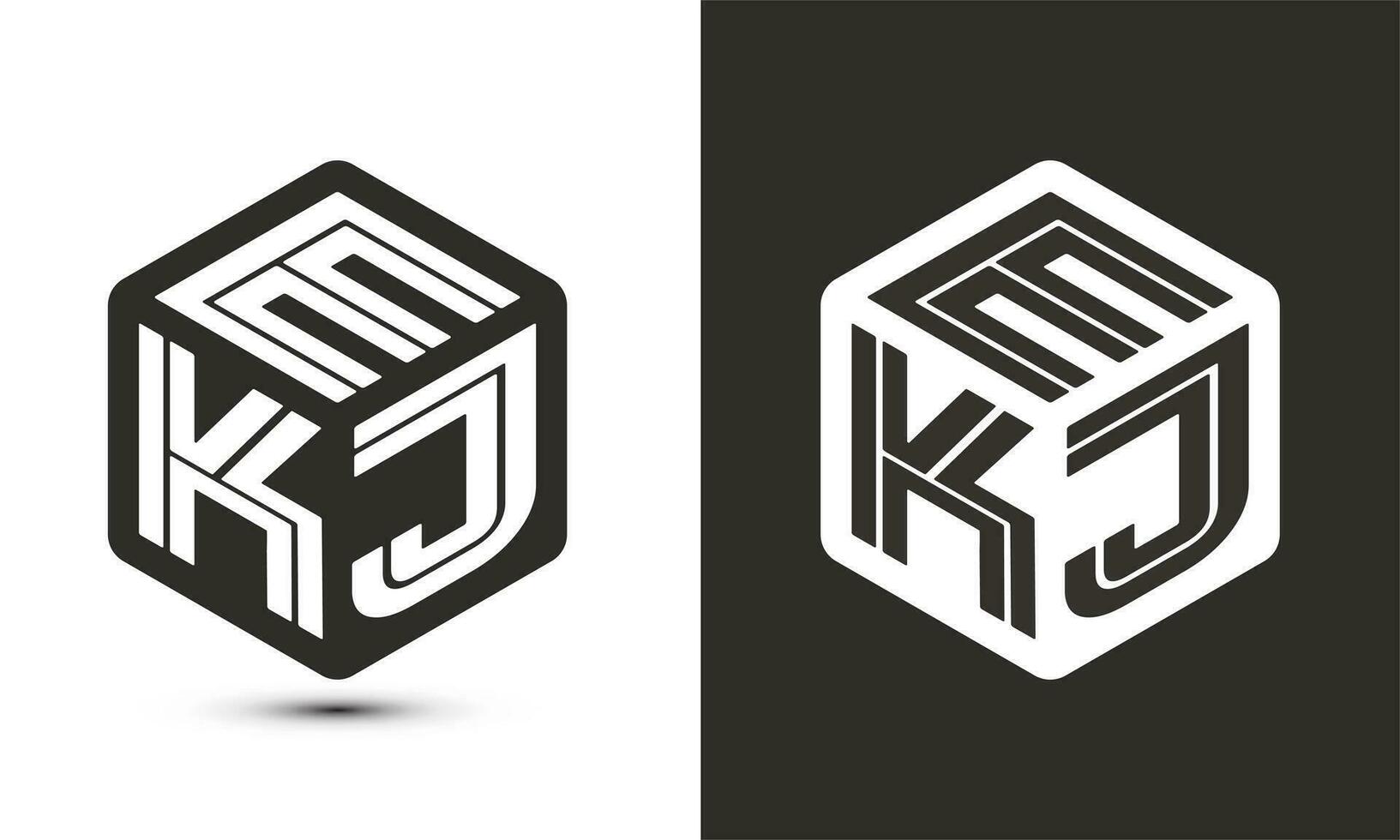 ekj letra logo diseño con ilustrador cubo logo, vector logo moderno alfabeto fuente superposición estilo.