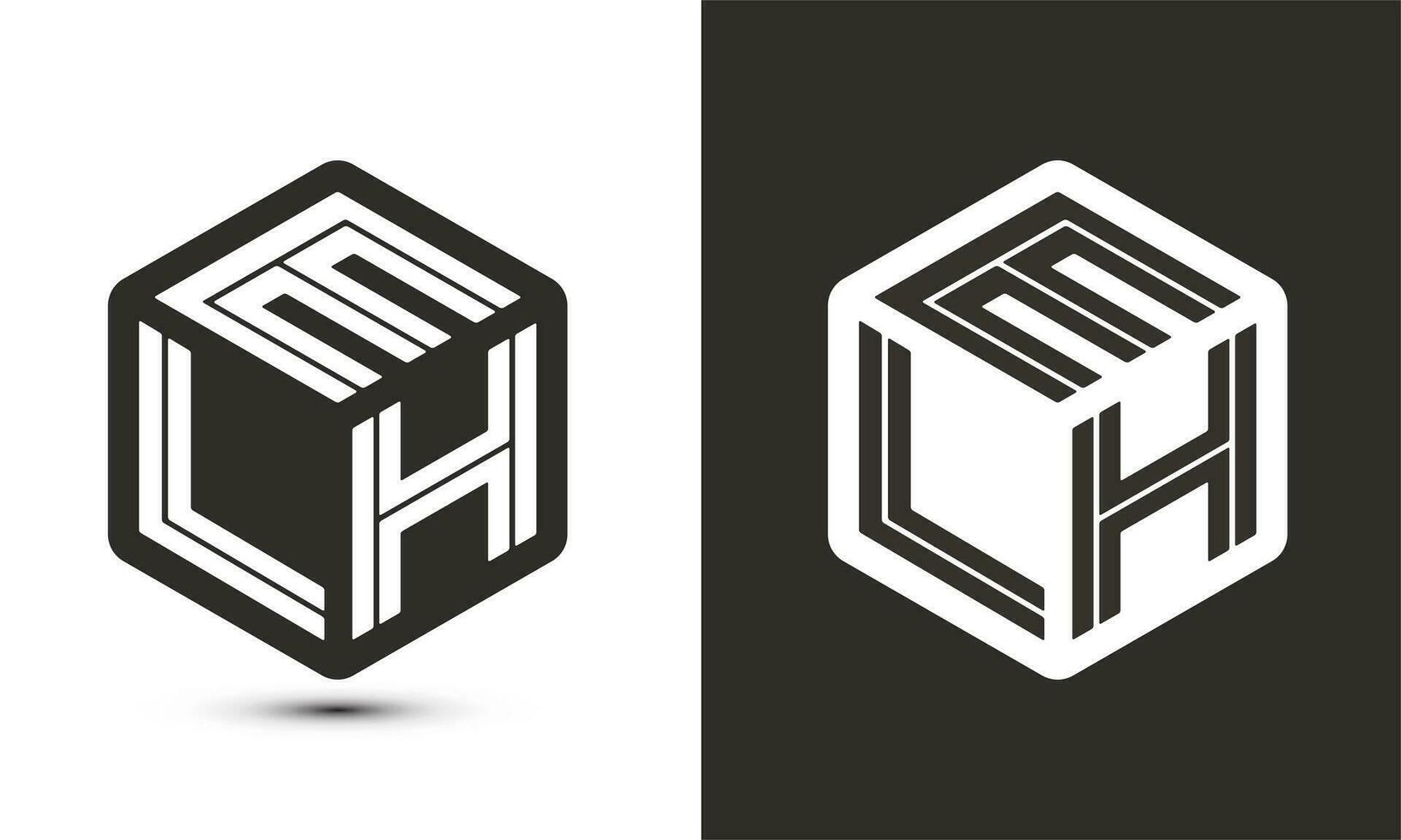 ELH letter logo design with illustrator cube logo, vector logo modern alphabet font overlap style.
