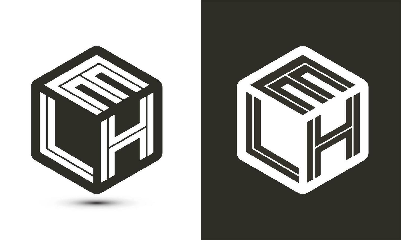 elh letra logo diseño con ilustrador cubo logo, vector logo moderno alfabeto fuente superposición estilo.