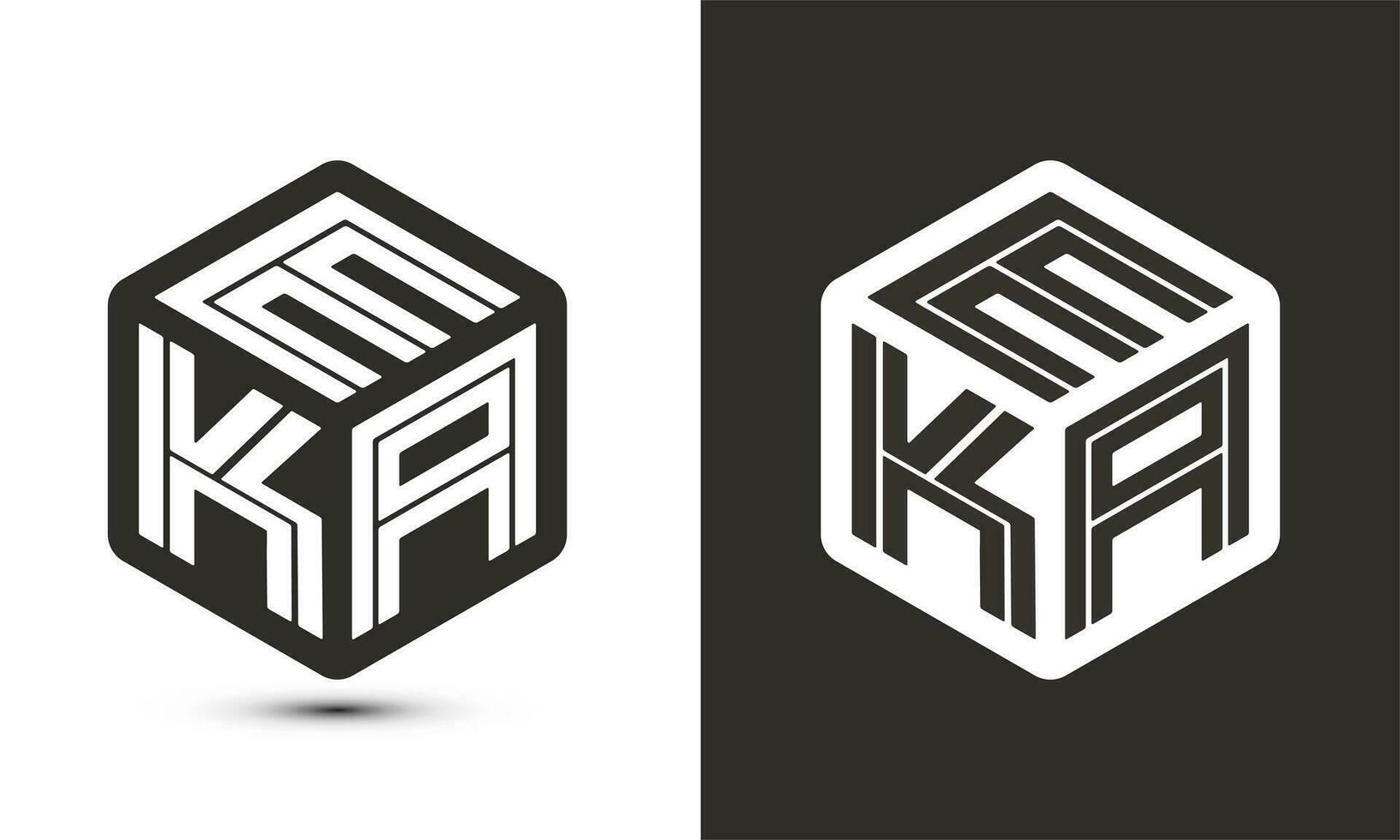 EKA letter logo design with illustrator cube logo, vector logo modern alphabet font overlap style.