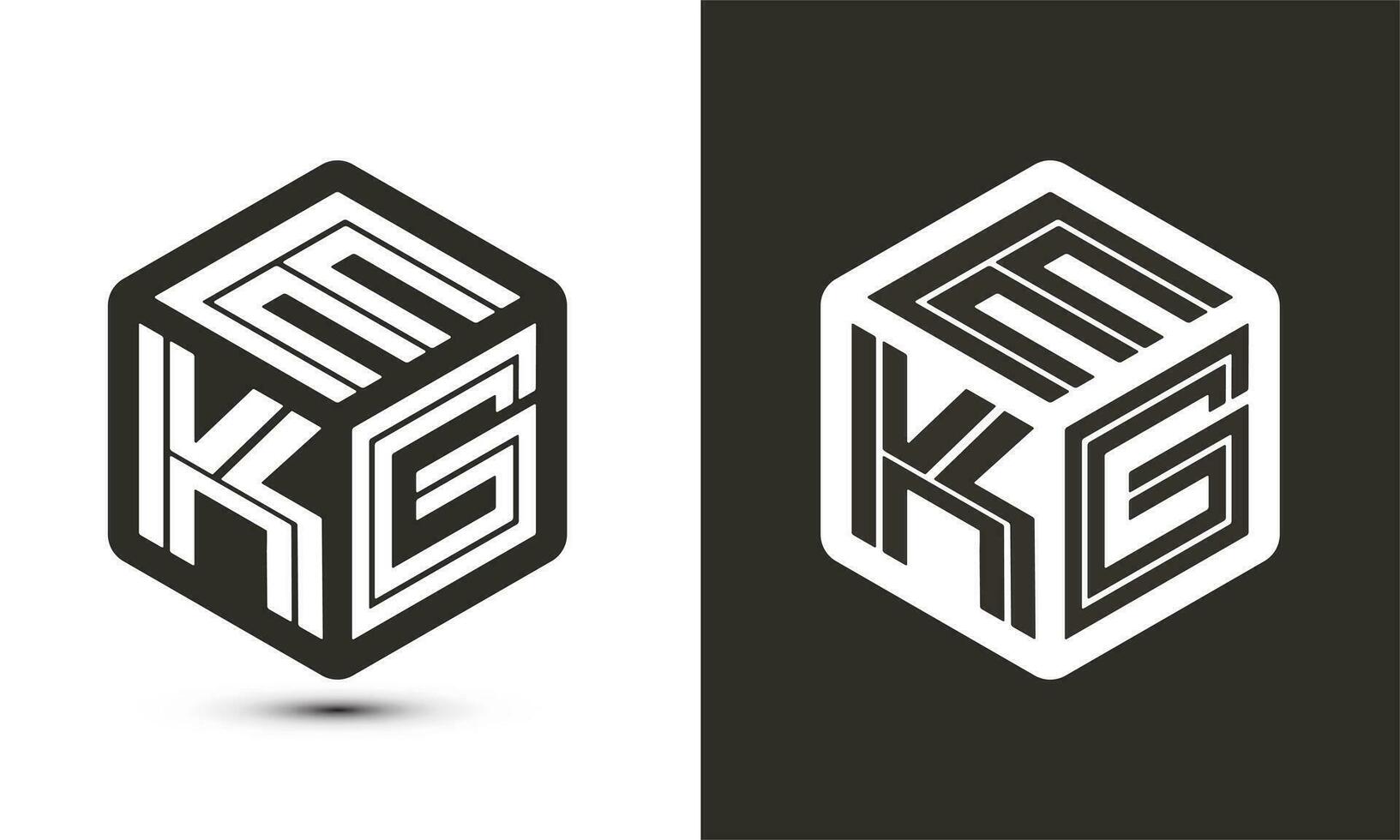EKG letter logo design with illustrator cube logo, vector logo modern alphabet font overlap style.