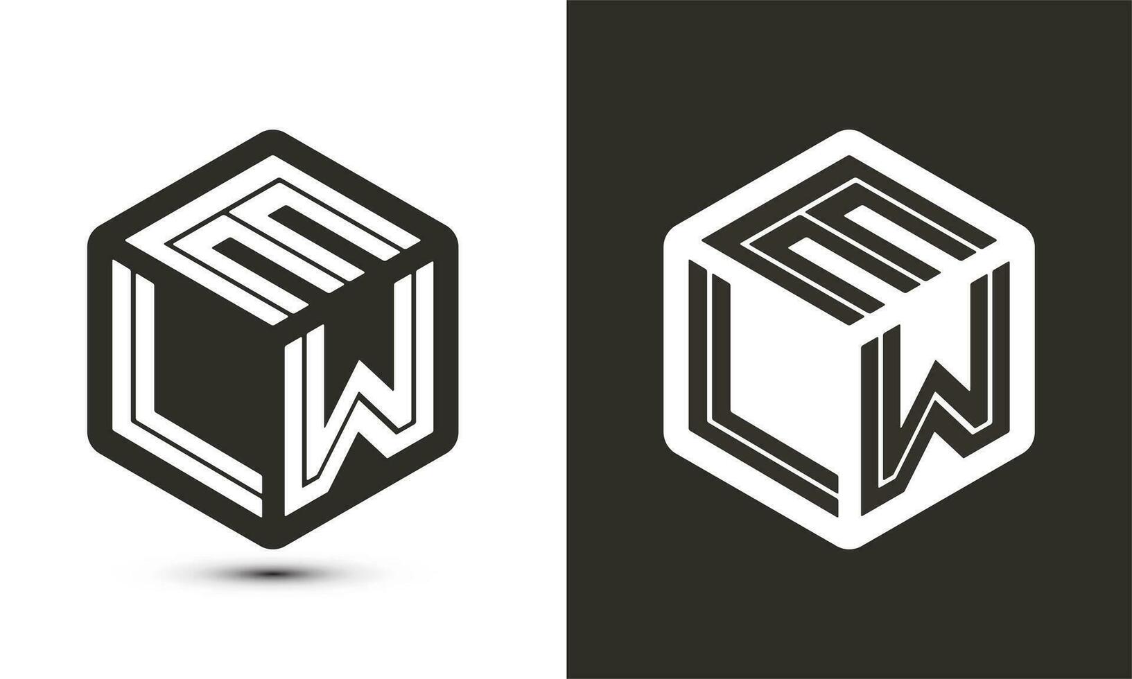 ELW letter logo design with illustrator cube logo, vector logo modern alphabet font overlap style.