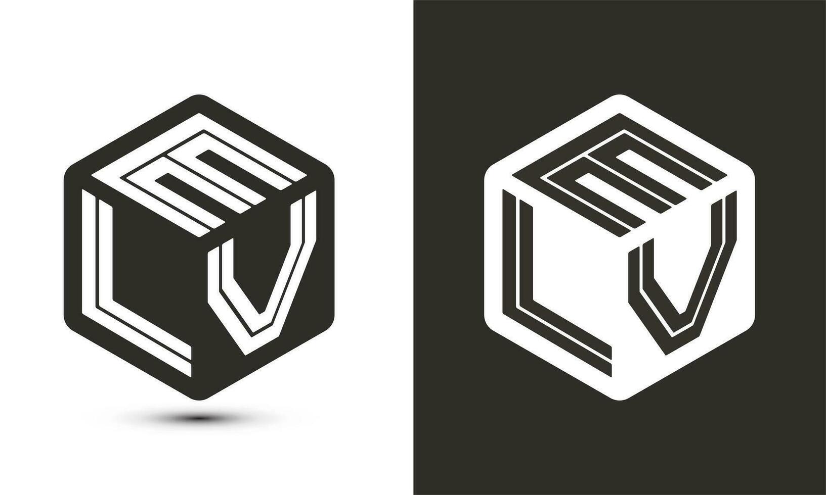 ELV letter logo design with illustrator cube logo, vector logo modern alphabet font overlap style.