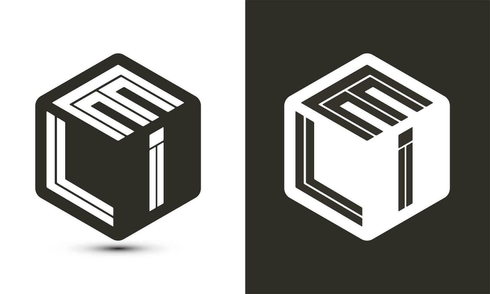 ELI letter logo design with illustrator cube logo, vector logo modern alphabet font overlap style.