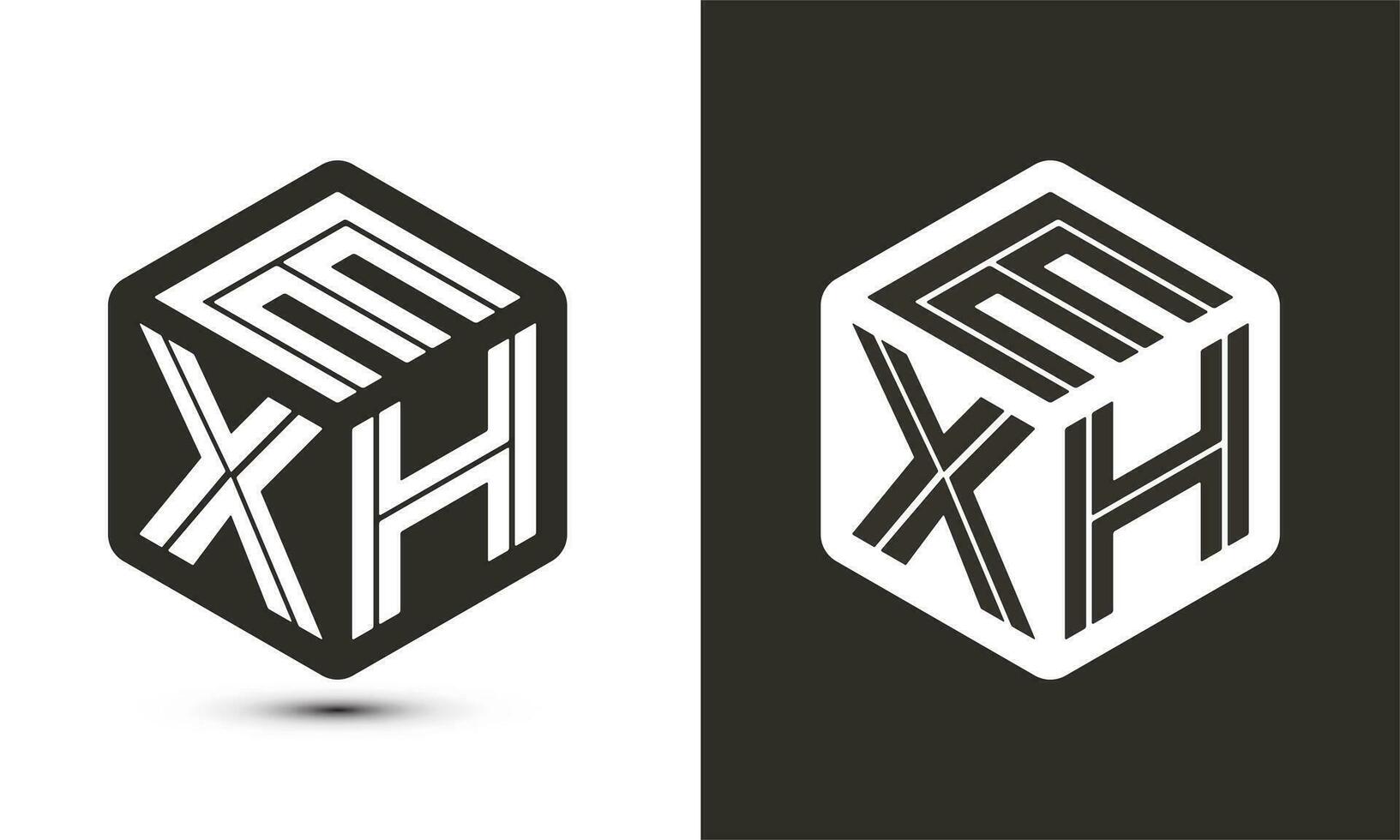 EXH letter logo design with illustrator cube logo, vector logo modern alphabet font overlap style.