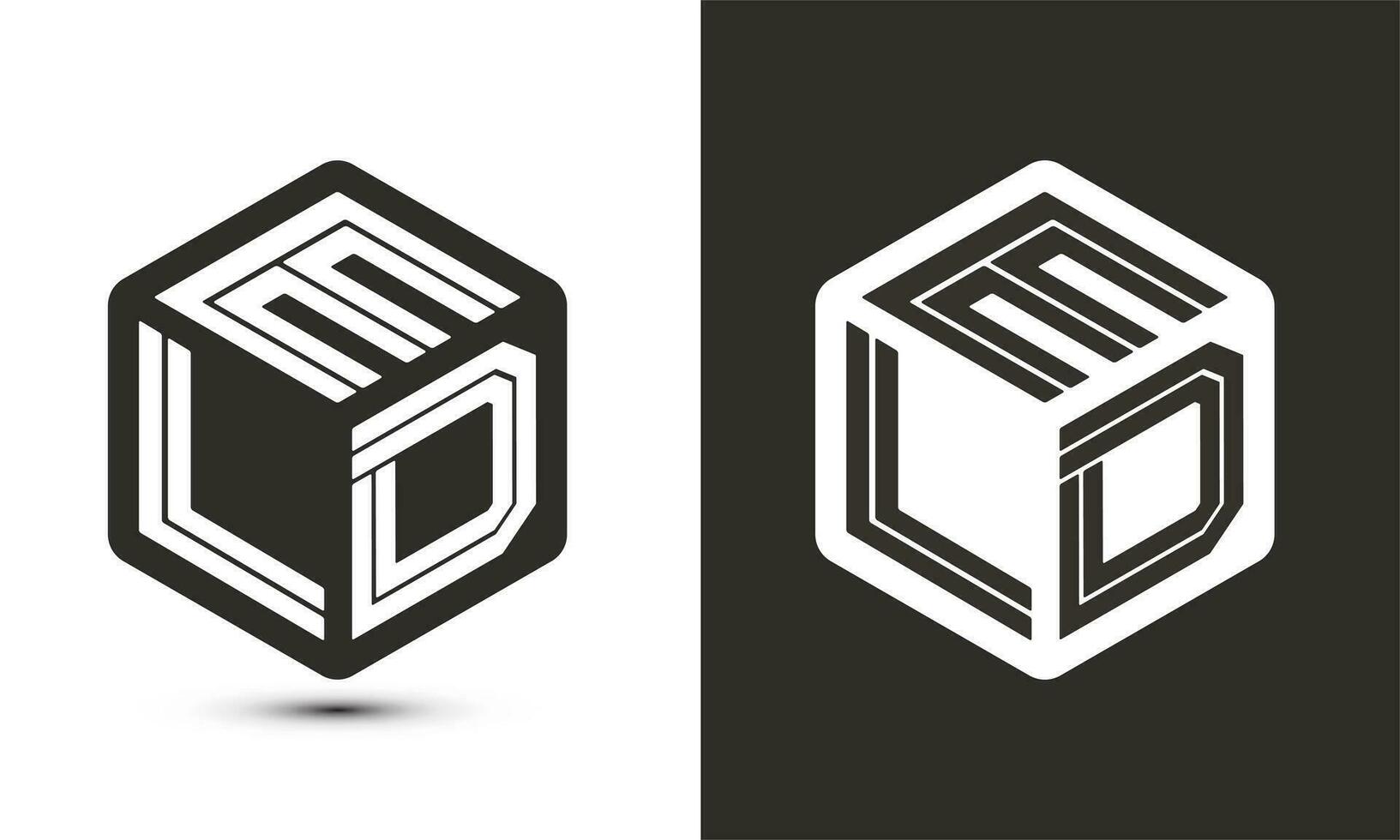 ELD letter logo design with illustrator cube logo, vector logo modern alphabet font overlap style.