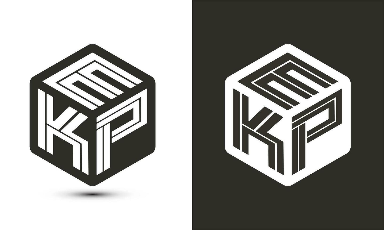 EKP letter logo design with illustrator cube logo, vector logo modern alphabet font overlap style.
