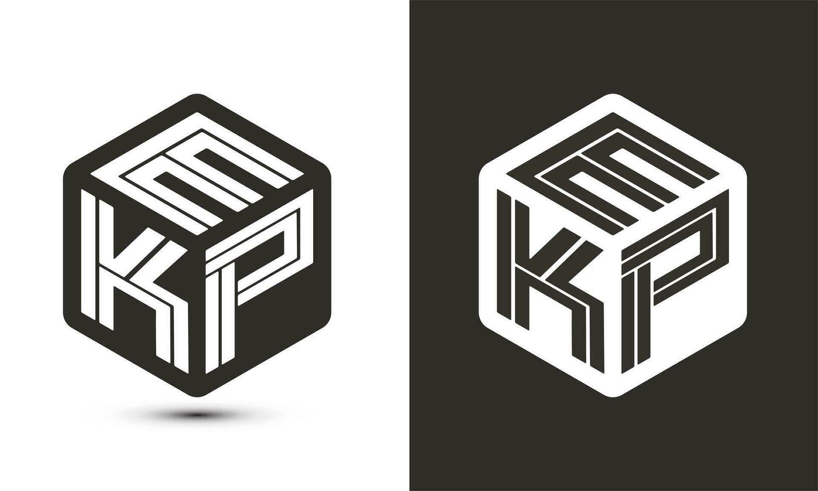 ekp letra logo diseño con ilustrador cubo logo, vector logo moderno alfabeto fuente superposición estilo.