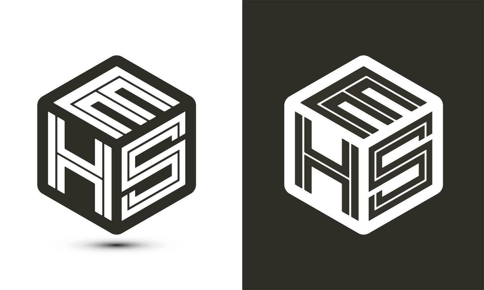 EHS letter logo design with illustrator cube logo, vector logo modern alphabet font overlap style.