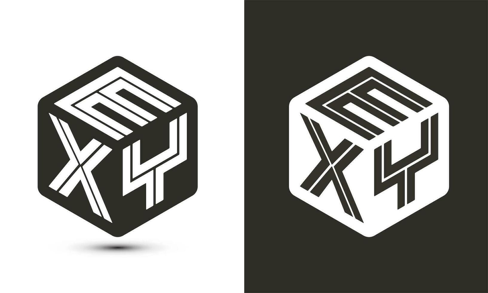 exy letra logo diseño con ilustrador cubo logo, vector logo moderno alfabeto fuente superposición estilo.