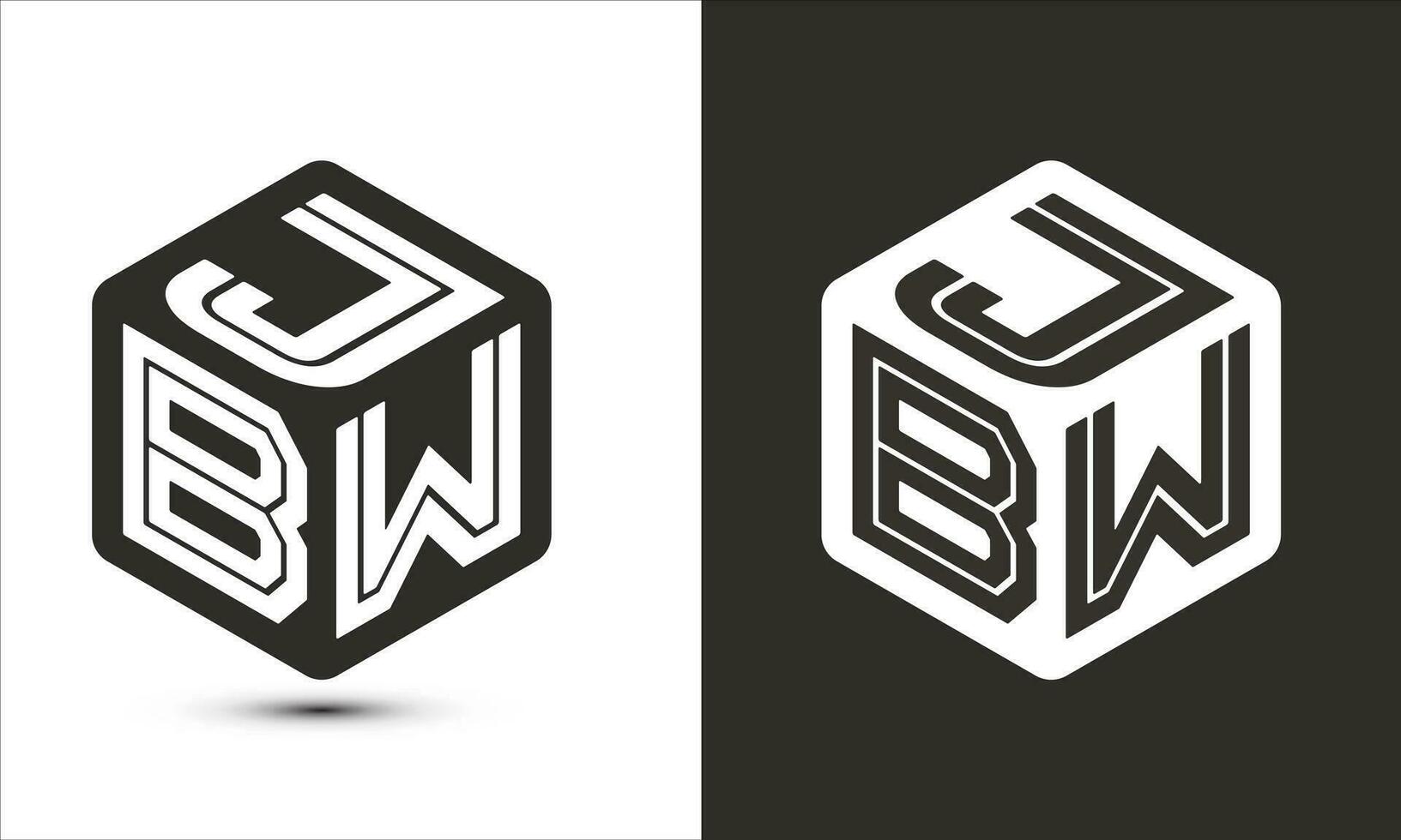 JBW letter logo design with illustrator cube logo, vector logo modern alphabet font overlap style.
