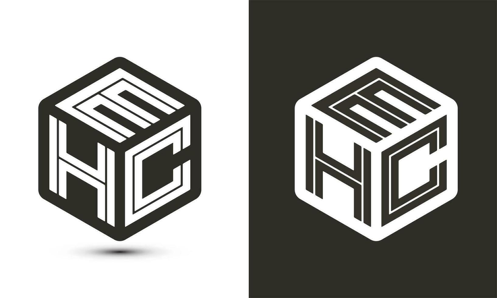 ehc letra logo diseño con ilustrador cubo logo, vector logo moderno alfabeto fuente superposición estilo.