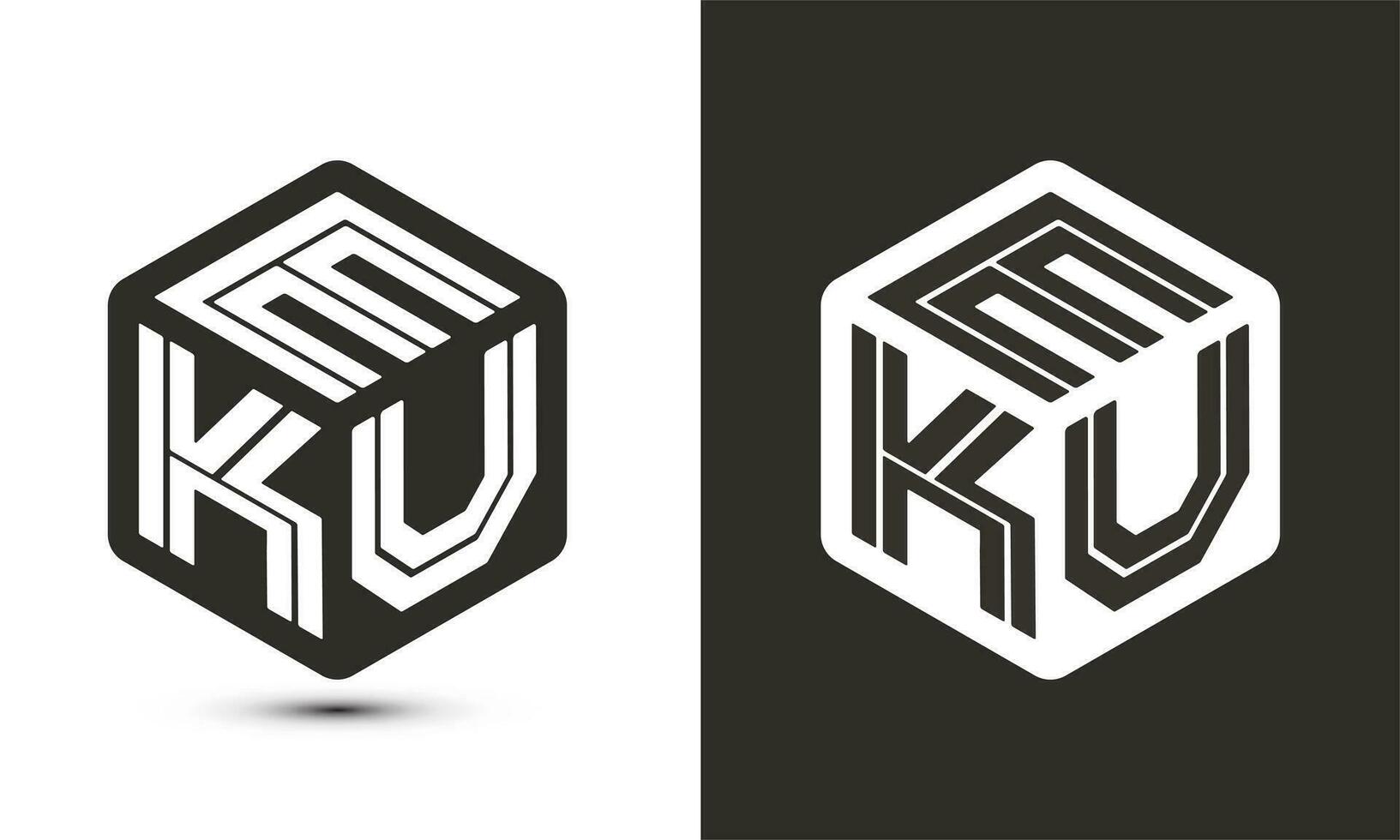 eku letra logo diseño con ilustrador cubo logo, vector logo moderno alfabeto fuente superposición estilo.