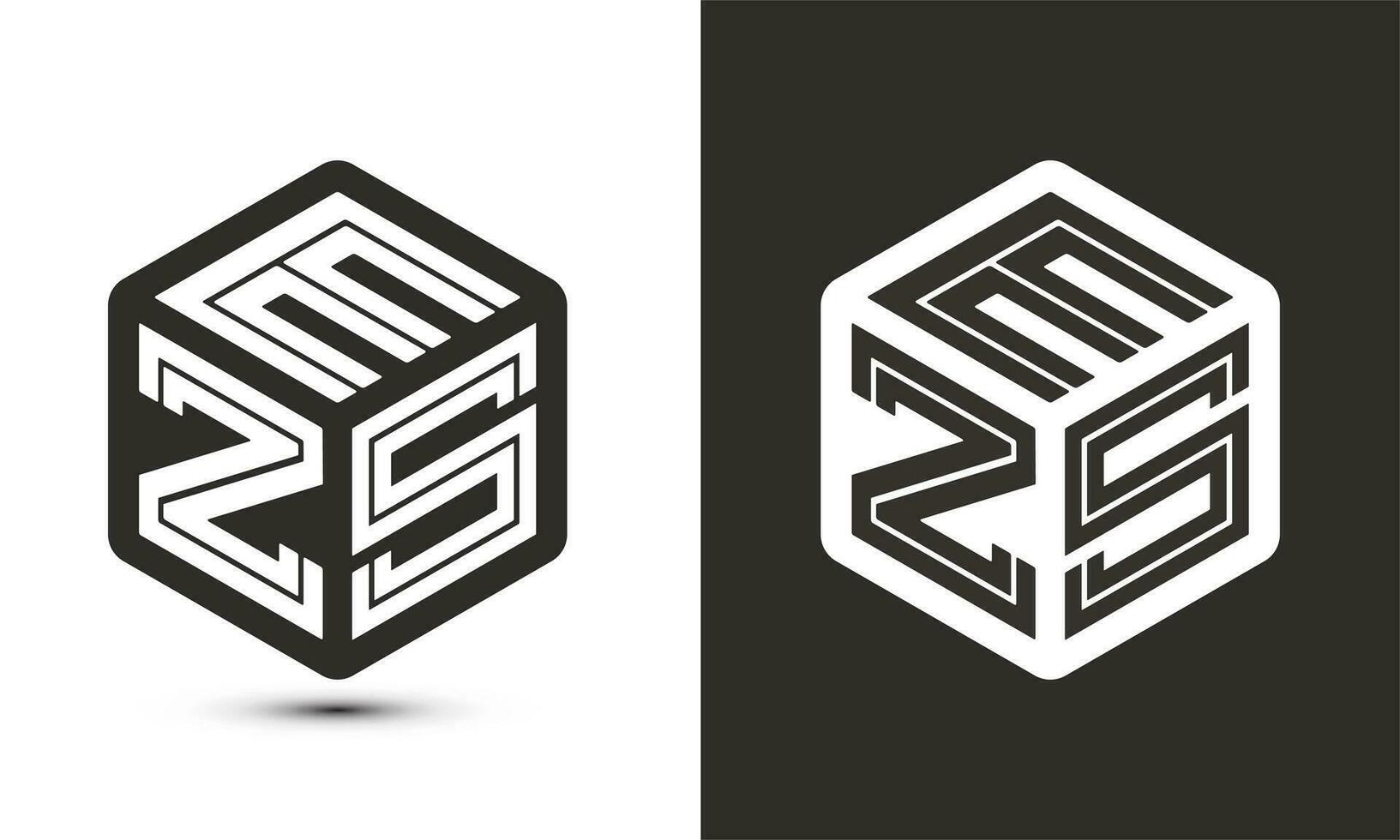 EZS letter logo design with illustrator cube logo, vector logo modern alphabet font overlap style.