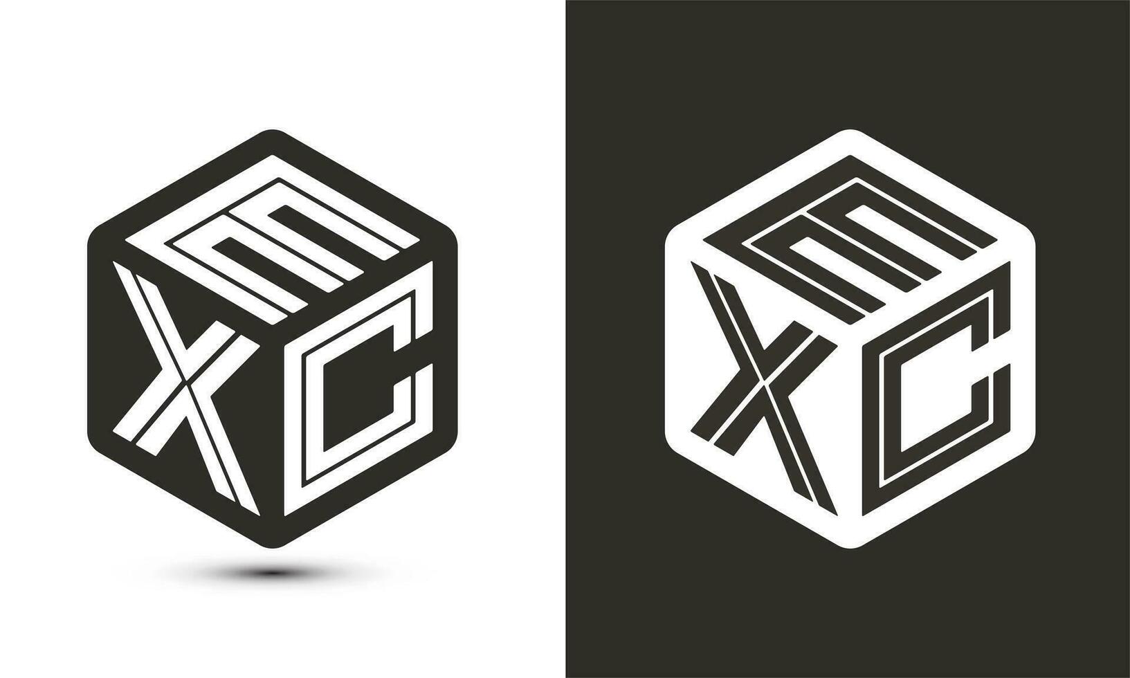 Exc ª letra logo diseño con ilustrador cubo logo, vector logo moderno alfabeto fuente superposición estilo.