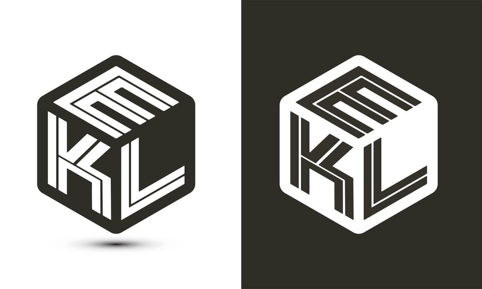 EKL letter logo design with illustrator cube logo, vector logo modern alphabet font overlap style.